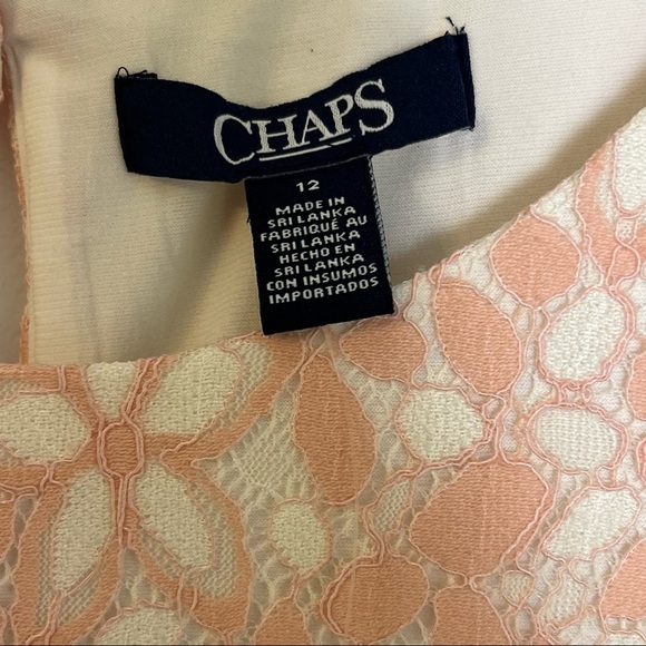 NWT Chaps Pink Floral Lace Overlay Sheath Dress Size 12 Women’s Sleeveless - Picture 6 of 7